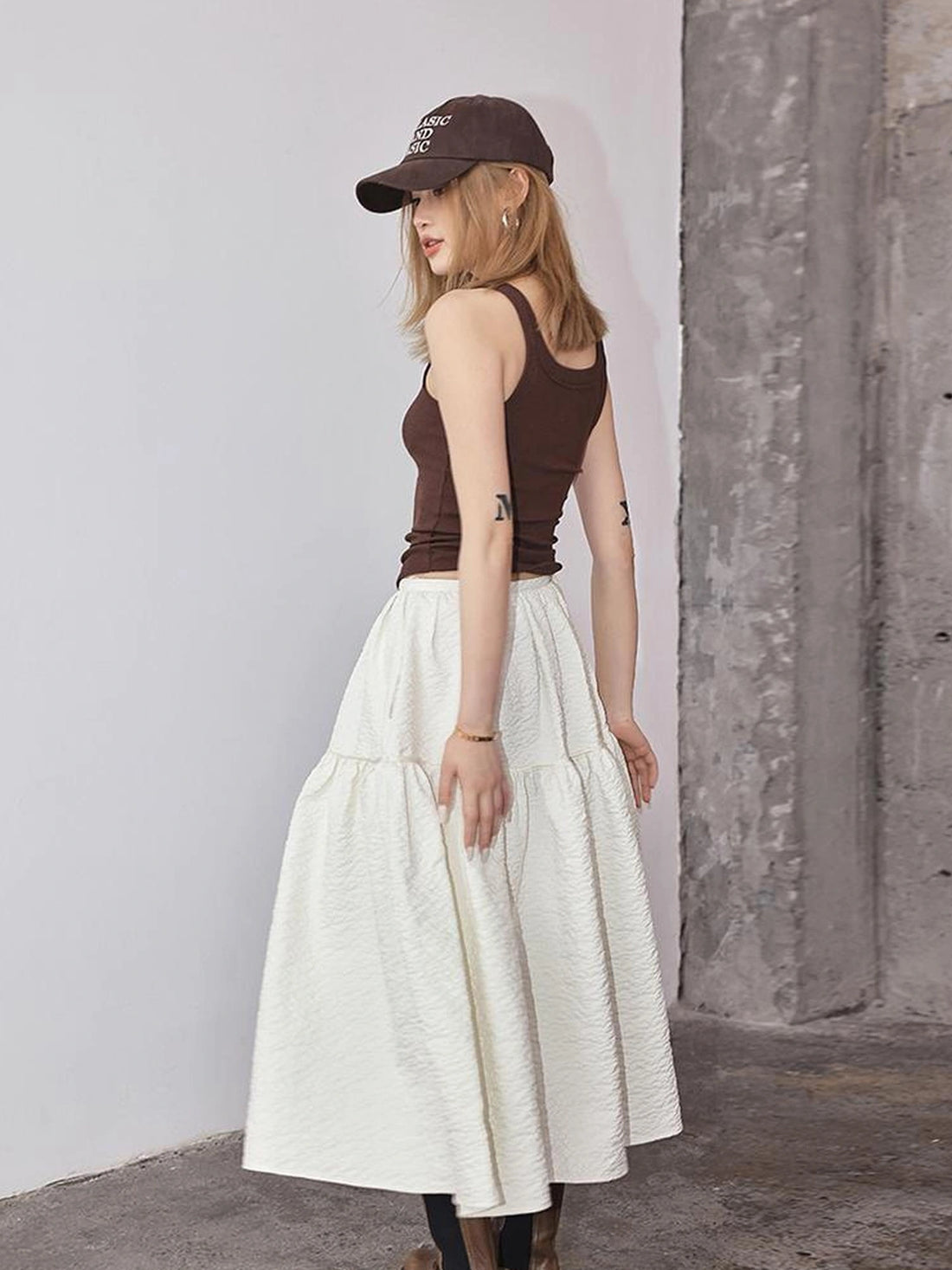 FU FRESH UP French Floral A Line Tulle Skirt