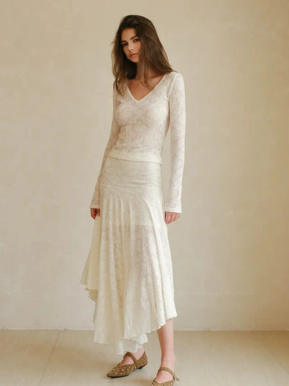 FU FRESH UP French Lace Jacquard Wool Knit Set