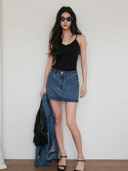 FU FRESH UP French Lace Knit Camisole V-neck T-shirt Long Sleeve