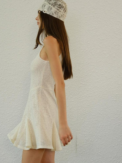 FU FRESH UP French Lace Knit Sleeveless High Waist A Line Women&