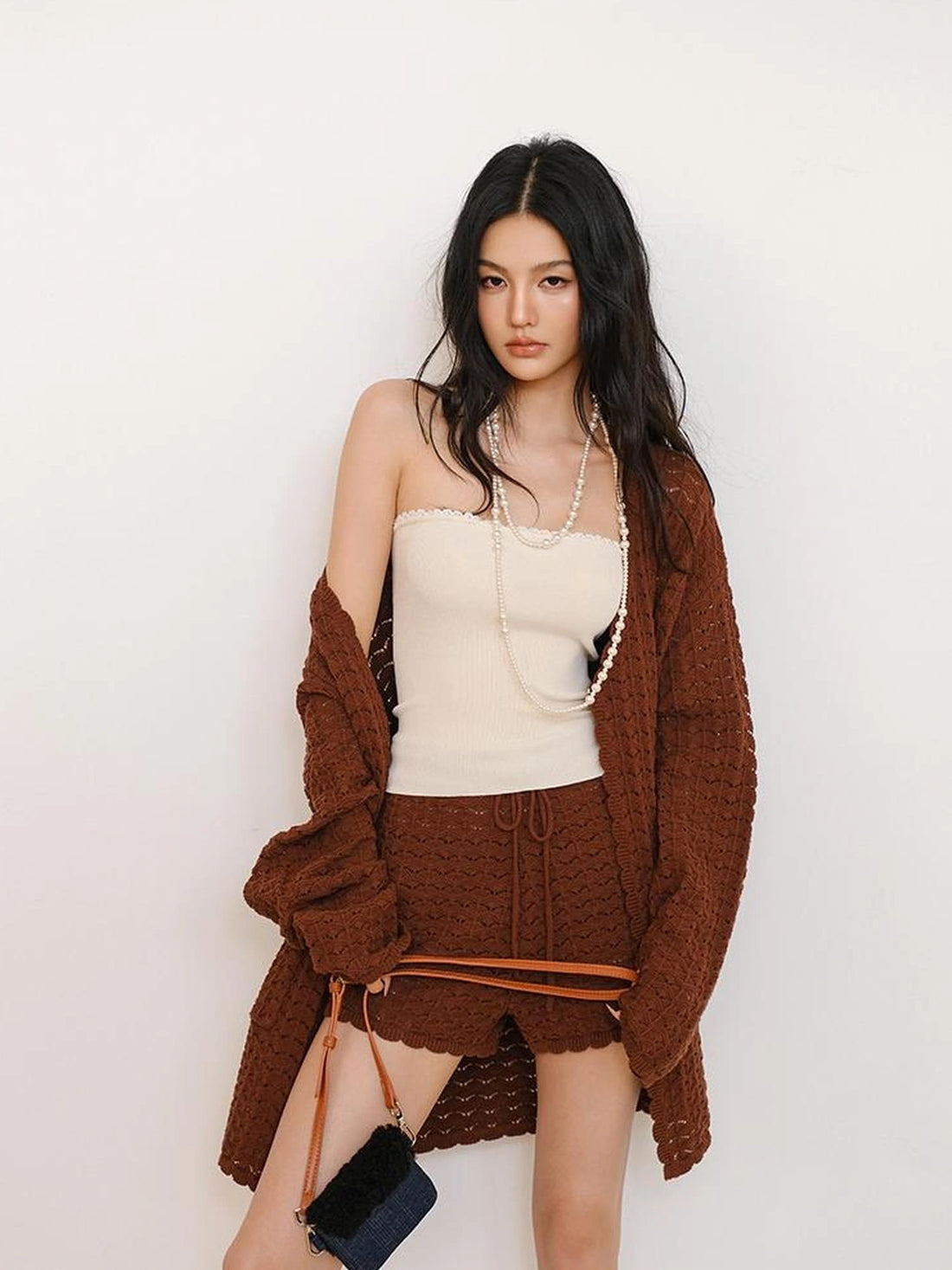 FU FRESH UP French Lace Trim Off Shoulder Knit Tube Top
