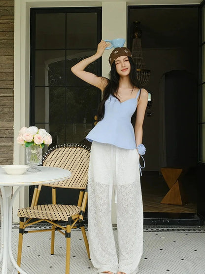 FU FRESH UP French Lace Wide Leg Trousers