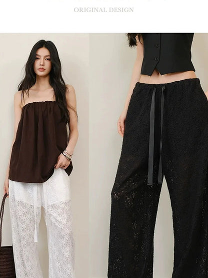 FU FRESH UP French Lace Wide Leg Trousers