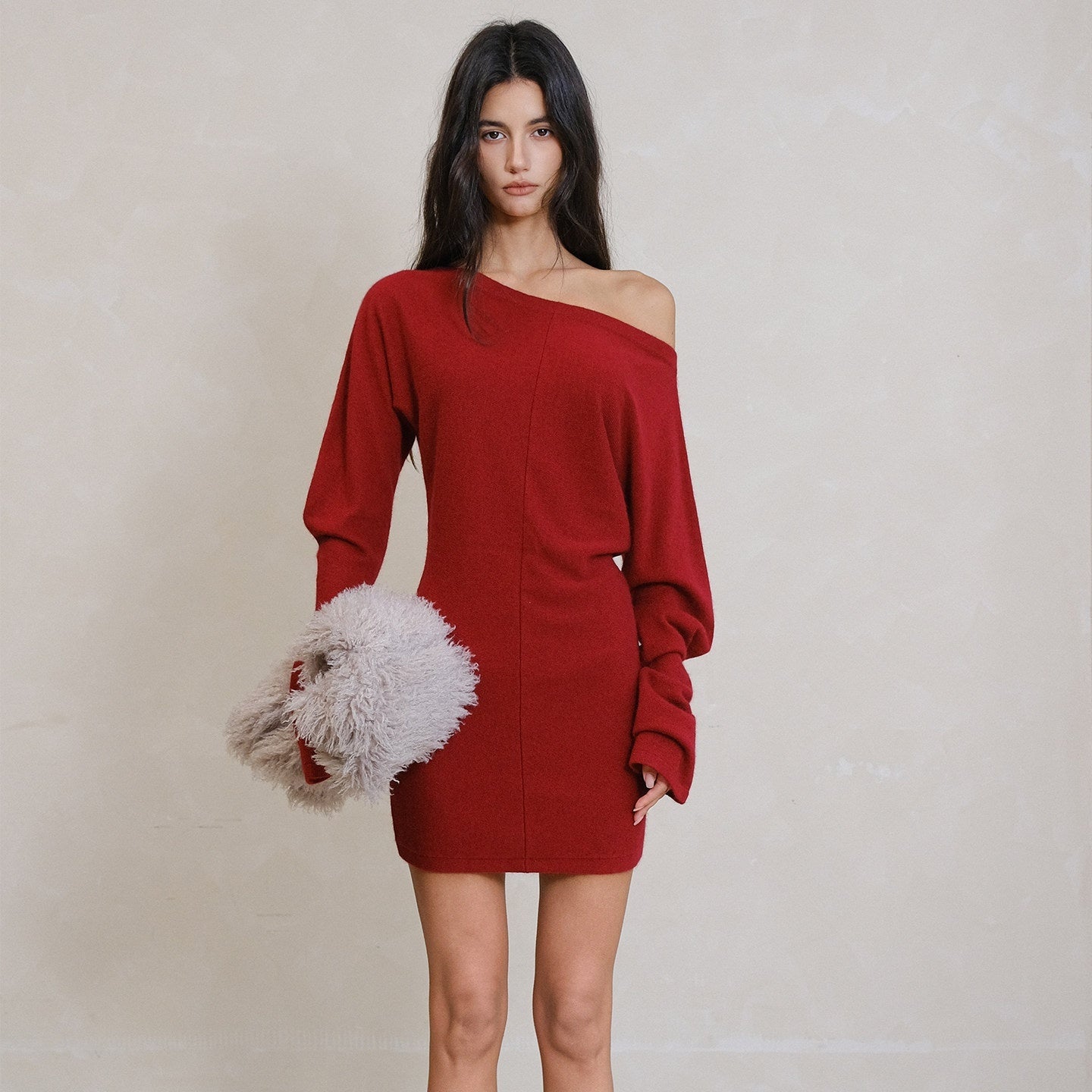FU_FRESH_UP_French_One_Shoulder_High_Waist_Knit_Women&