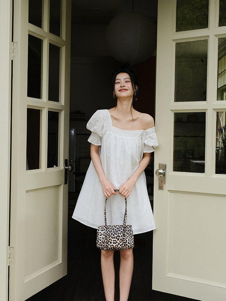 FU FRESH UP French Puff Sleeve Square Neck A Line Women&