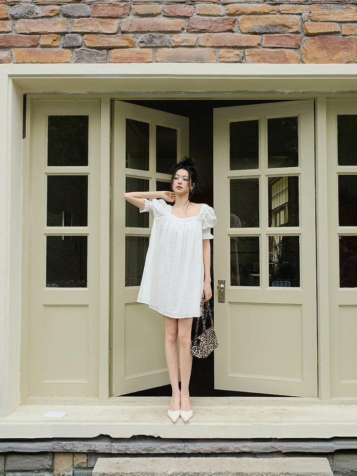 FU FRESH UP French Puff Sleeve Square Neck A Line Women&