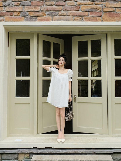 FU FRESH UP French Puff Sleeve Square Neck A Line Women&