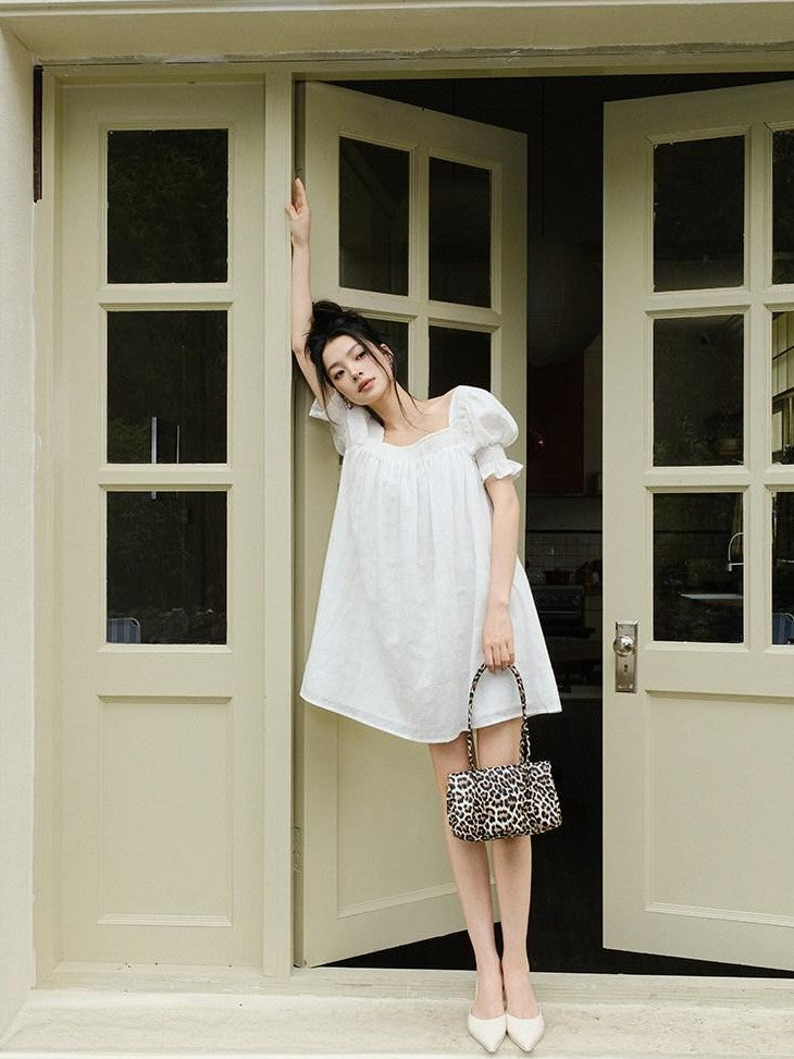 FU FRESH UP French Puff Sleeve Square Neck A Line Women&