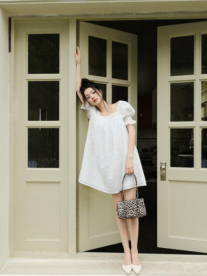 FU FRESH UP French Puff Sleeve Square Neck A Line Women&