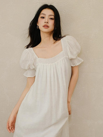 FU FRESH UP French Puff Sleeve Square Neck A Line Women&