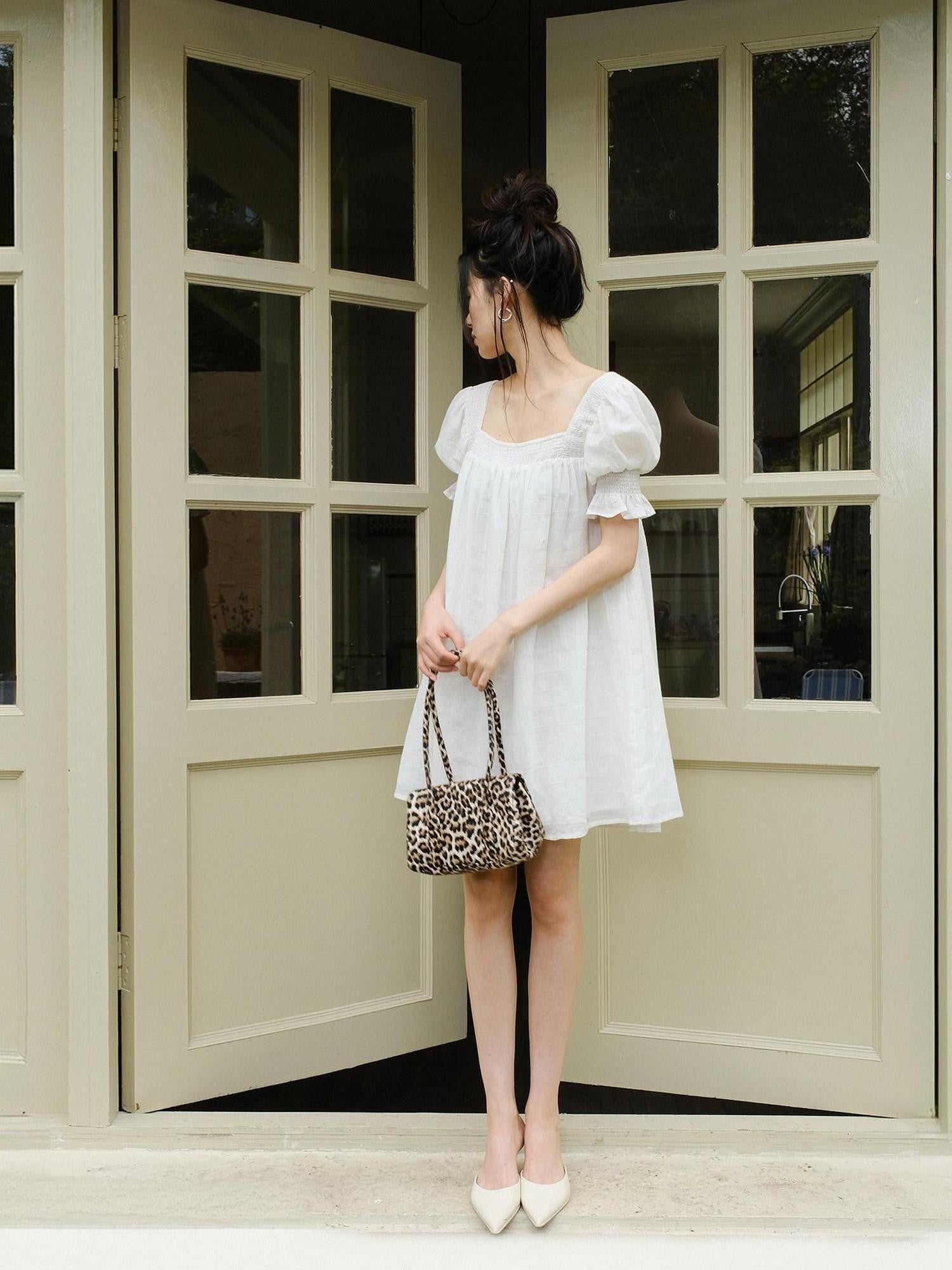 FU FRESH UP French Puff Sleeve Square Neck A Line Women&