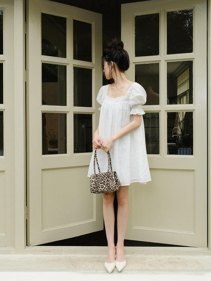 FU FRESH UP French Puff Sleeve Square Neck A Line Women&