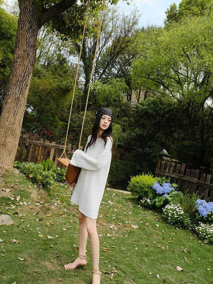 FU FRESH UP French Resort 3D Crochet Eyelet Bell Sleeve Women&