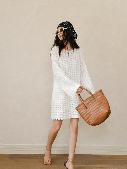 FU FRESH UP French Resort 3D Crochet Eyelet Bell Sleeve Women&