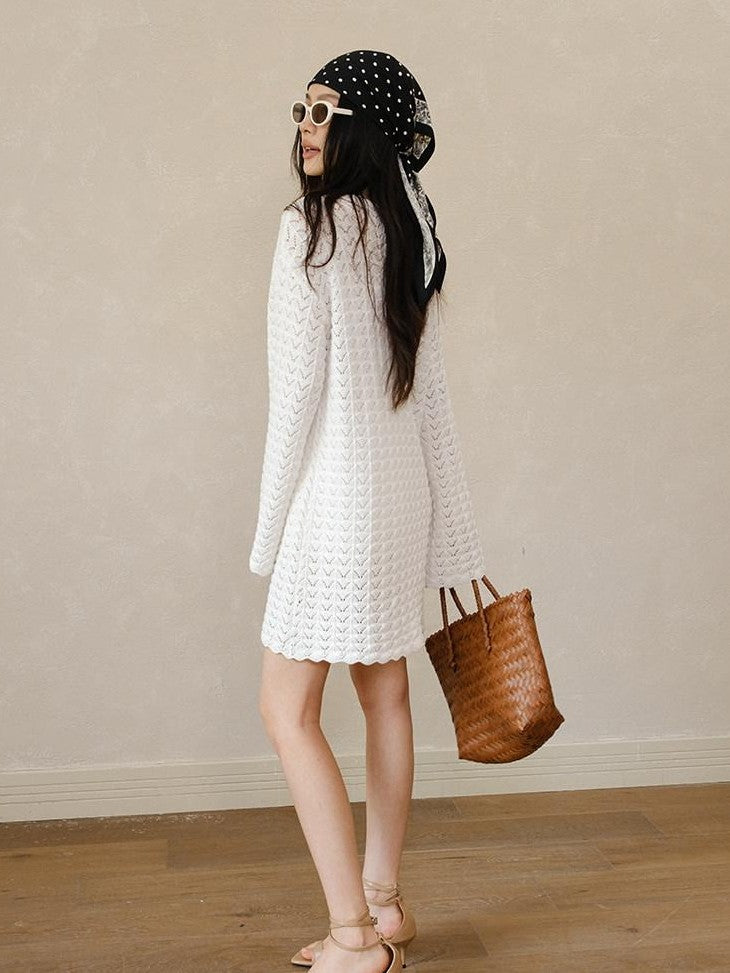 FU FRESH UP French Resort 3D Crochet Eyelet Bell Sleeve Women&