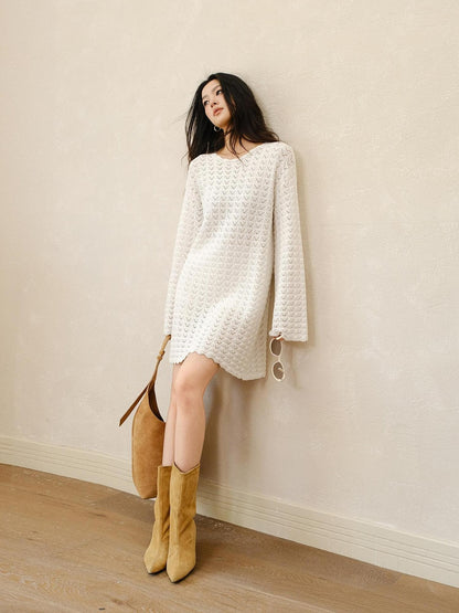 FU FRESH UP French Resort 3D Crochet Eyelet Bell Sleeve Women&
