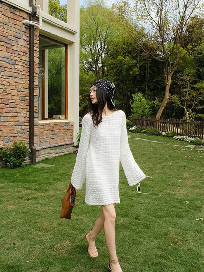 FU FRESH UP French Resort 3D Crochet Eyelet Bell Sleeve Women&