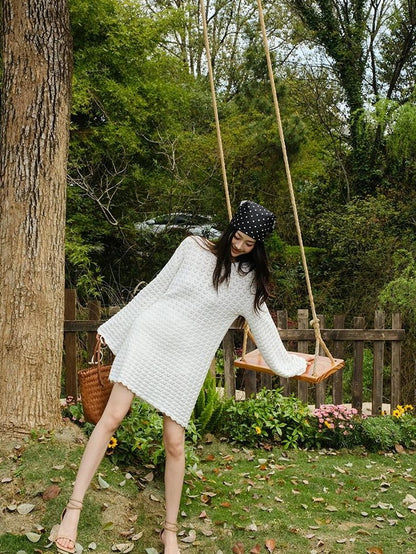 FU FRESH UP French Resort 3D Crochet Eyelet Bell Sleeve Women&