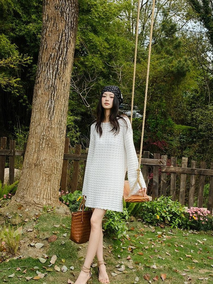 FU FRESH UP French Resort 3D Crochet Eyelet Bell Sleeve Women&