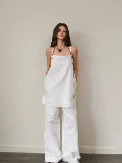FU FRESH UP French Romantic Embroidered Linen Dress Set