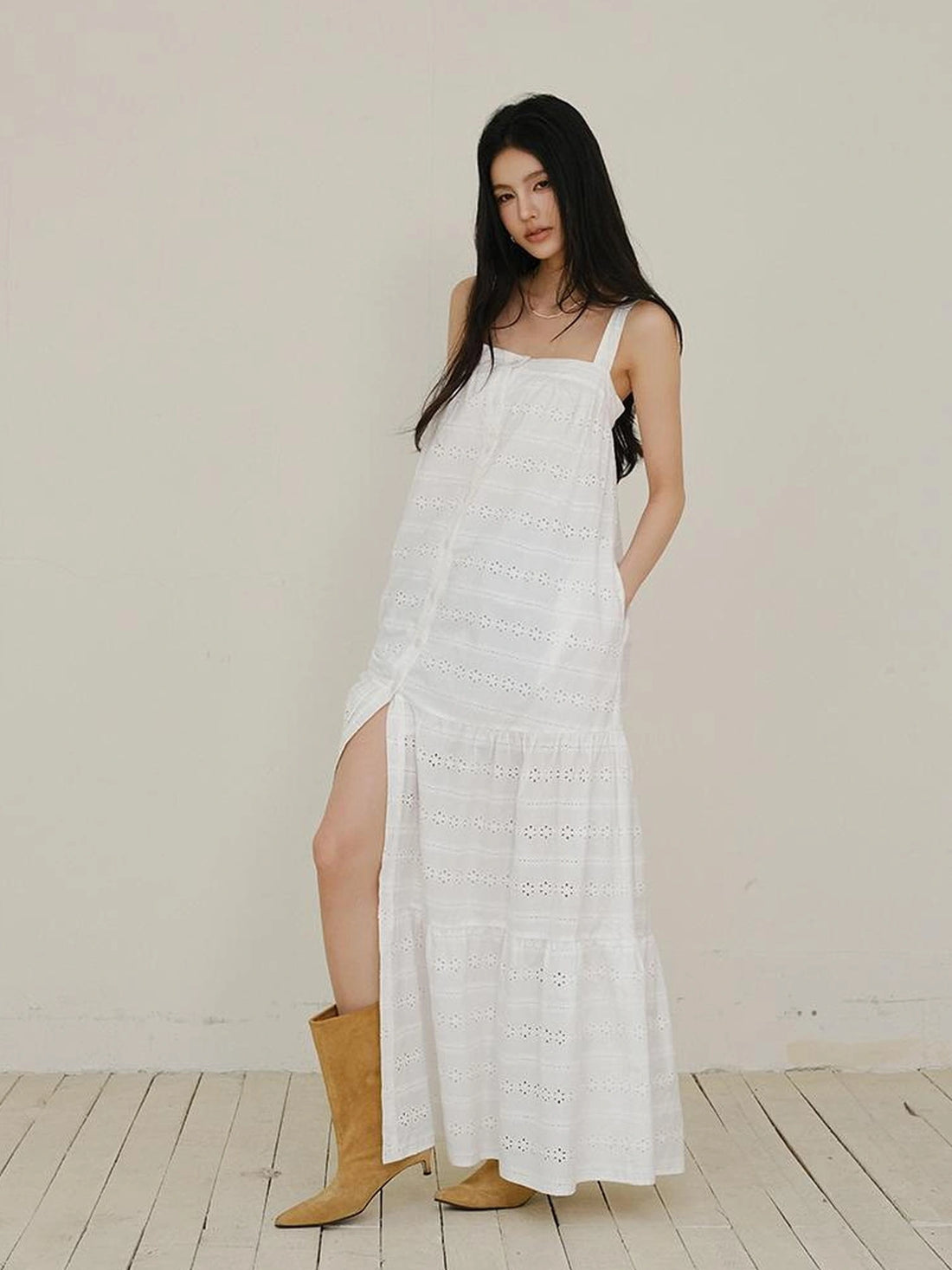 FU FRESH UP French Romantic Embroidered Sundress With Square Neck