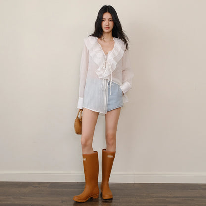 FU_FRESH_UP_French_Romantic_Ruffle_V-neck_Blouse_MISSTT
