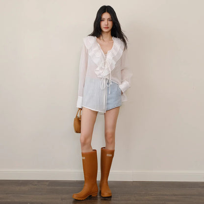 FU_FRESH_UP_French_Romantic_Ruffle_V-neck_Blouse_MISSTT
