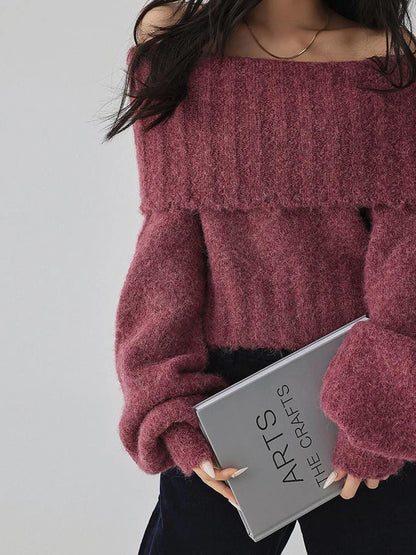 FU FRESH UP French Romantic Wool Off Shoulder Knit