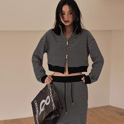 FU_FRESH_UP_French_Stripe_Zip_Up_Set_With_A_Line_Skirt_MISSTT