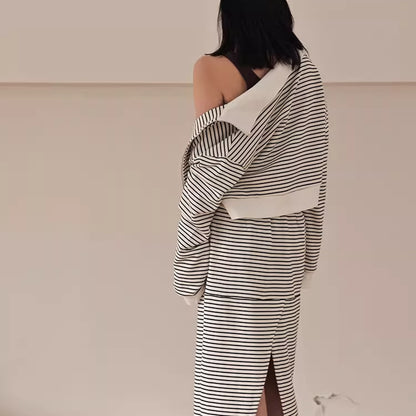 FU_FRESH_UP_French_Stripe_Zip_Up_Set_With_A_Line_Skirt_MISSTT