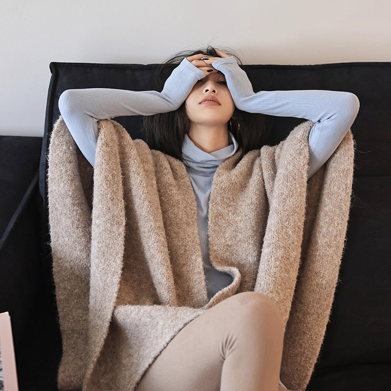 FU_FRESH_UP_French_Style_Loop_Yarn_Cape_Scarf_Shawl_V-neck_T-shirt_Long_Sleeve_MISSTT