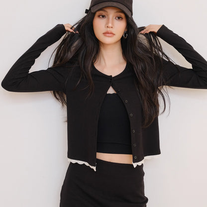 FU_FRESH_UP_French_Trim_Knit_Set_V-neck_T-shirt_Long_Sleeve_MISSTT