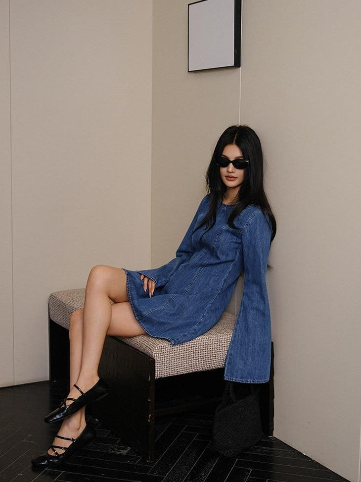 FU FRESH UP French Vintage Pleated Bell Sleeve A Line Women&