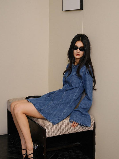 FU FRESH UP French Vintage Pleated Bell Sleeve A Line Women&