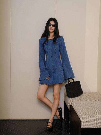 FU FRESH UP French Vintage Pleated Bell Sleeve A Line Women&