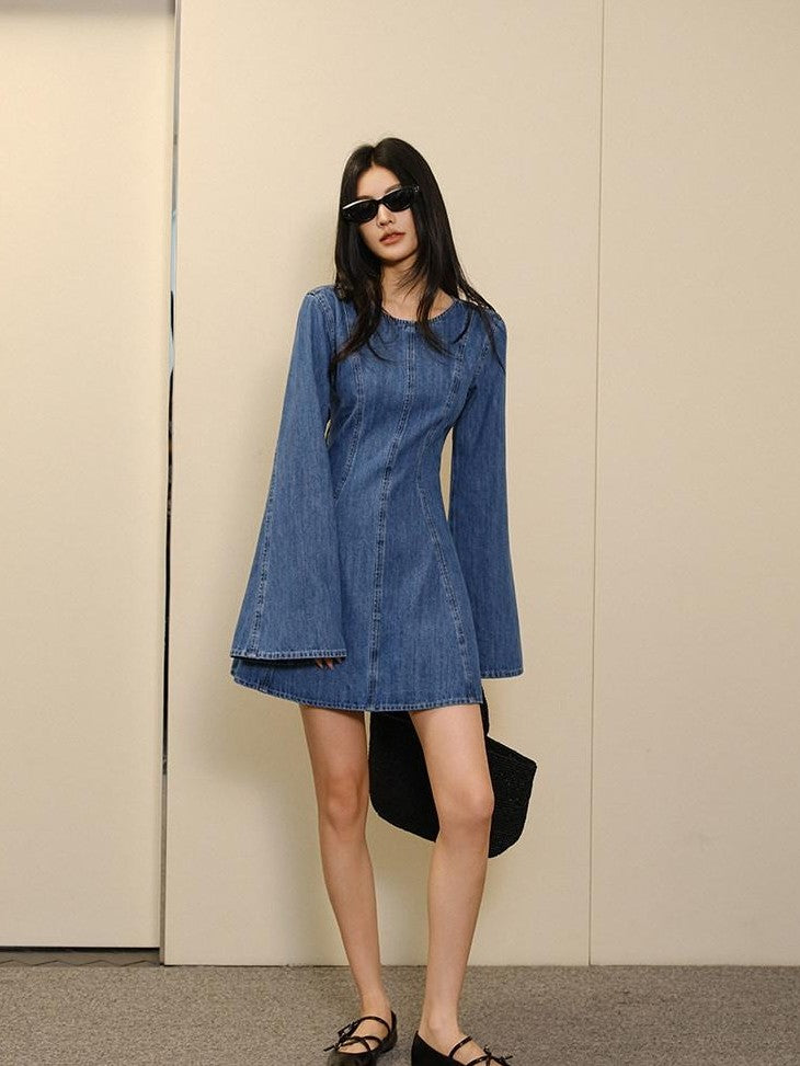 FU FRESH UP French Vintage Pleated Bell Sleeve A Line Women&