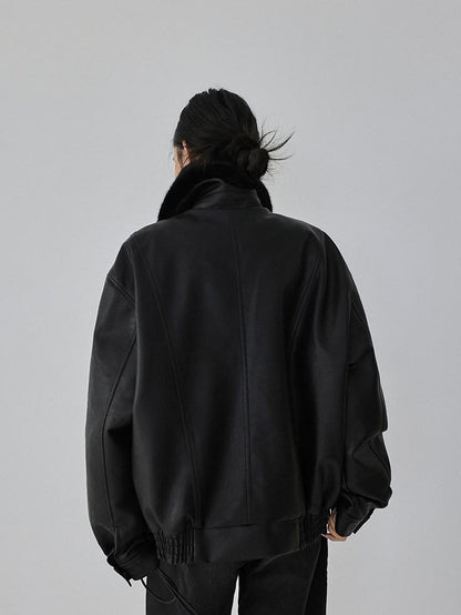 FU FRESH UP Fur Collar Vintage Padded Loose Lapel Women&