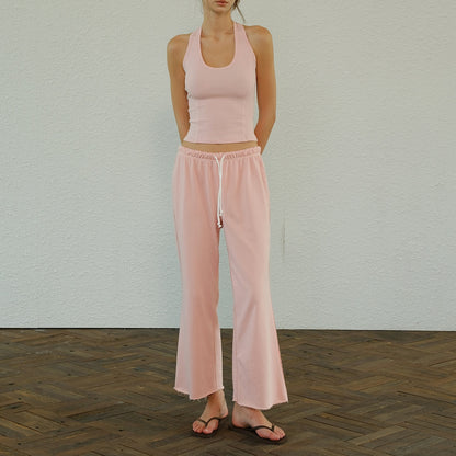 FU_FRESH_UP_Halter_Knit_Cropped_High_Waist_Flare_Women&