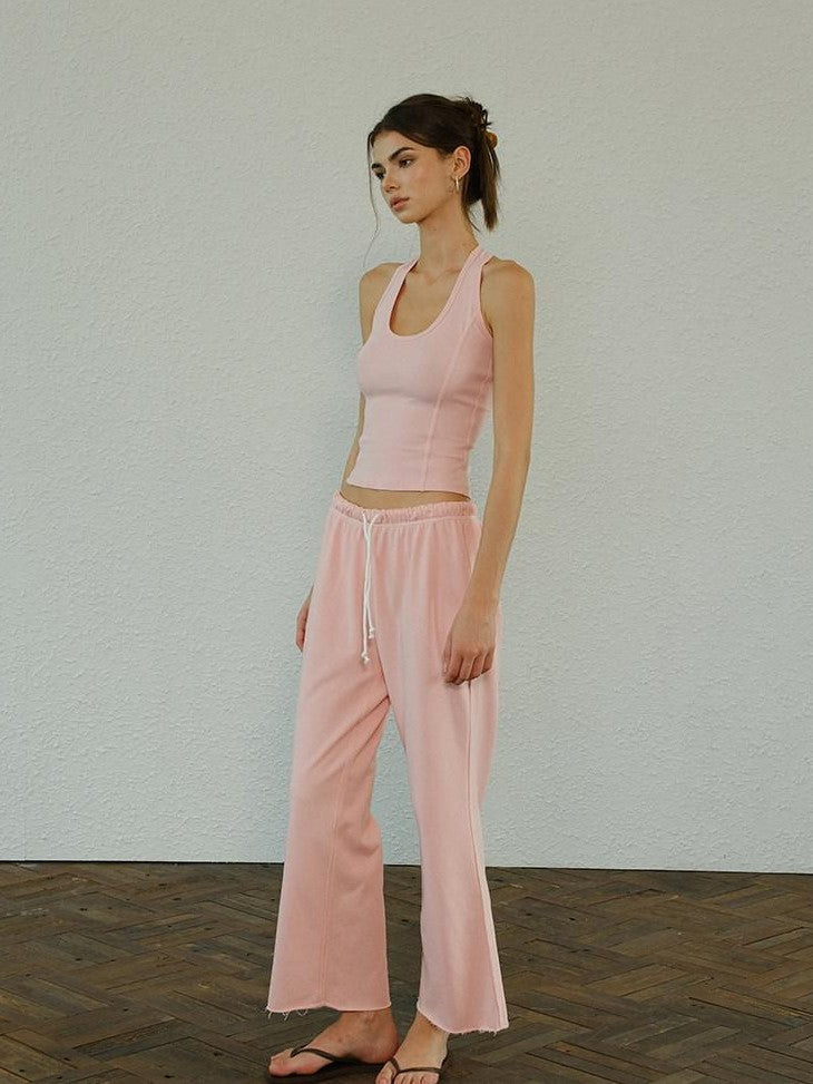 FU FRESH UP Halter Knit Cropped High Waist Flare Women&