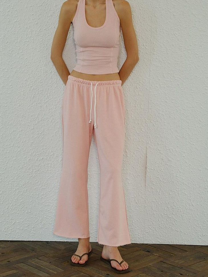 FU FRESH UP Halter Knit Cropped High Waist Flare Women&