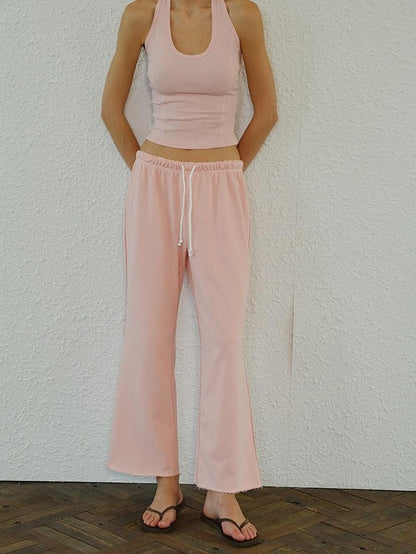 FU FRESH UP Halter Knit Cropped High Waist Flare Women&