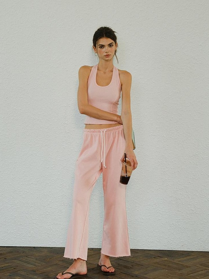 FU FRESH UP Halter Knit Cropped High Waist Flare Women&