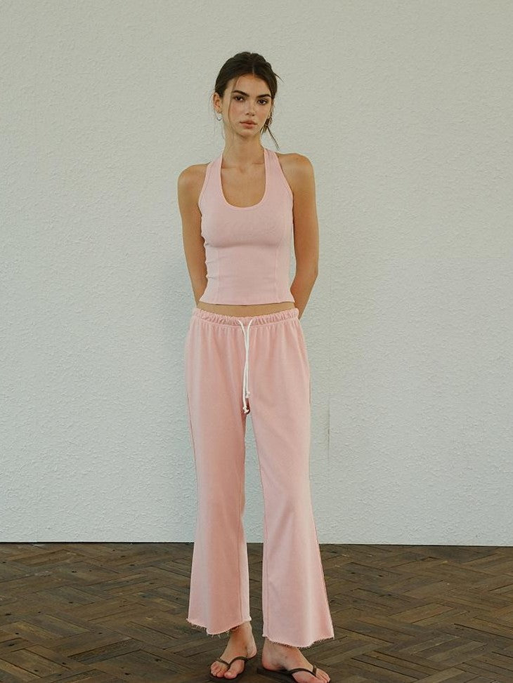 FU FRESH UP Halter Knit Cropped High Waist Flare Women&