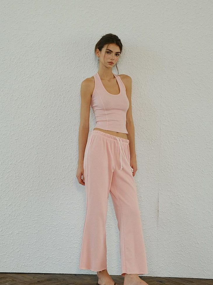 FU FRESH UP Halter Knit Cropped High Waist Flare Women&