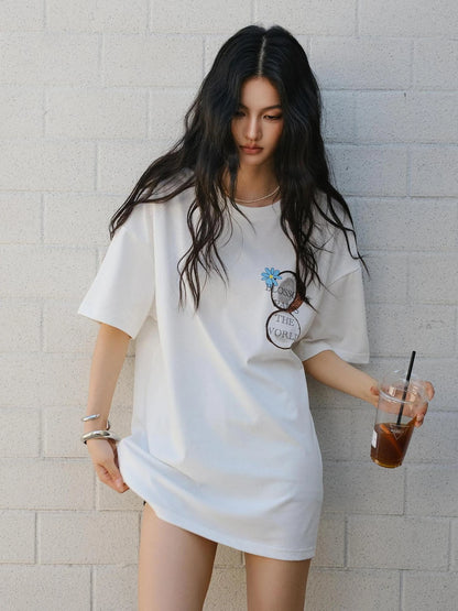 FU FRESH UP Hand Drawn Coconut Print Relaxed Fit T-shirt