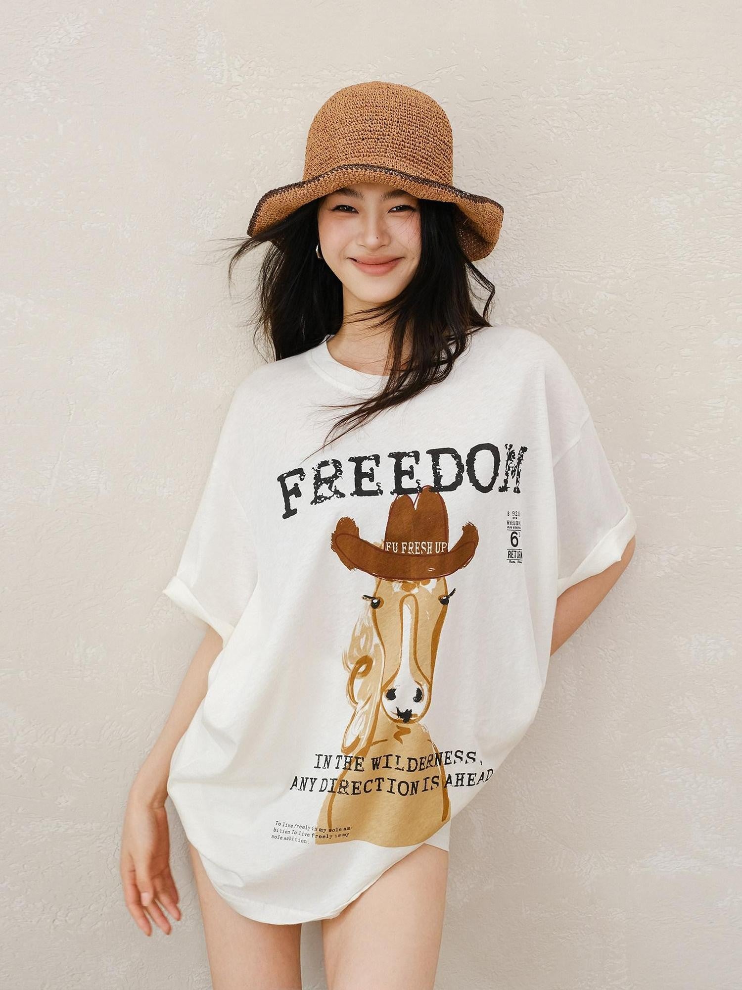 FU FRESH UP Handpainted Western Pony Print Women&