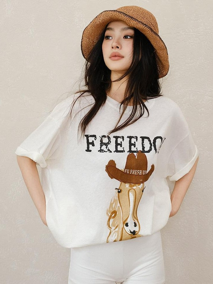 FU FRESH UP Handpainted Western Pony Print Women&