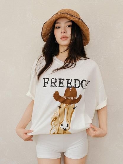 FU FRESH UP Handpainted Western Pony Print Women&