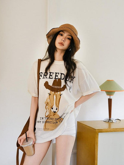 FU FRESH UP Handpainted Western Pony Print Women&