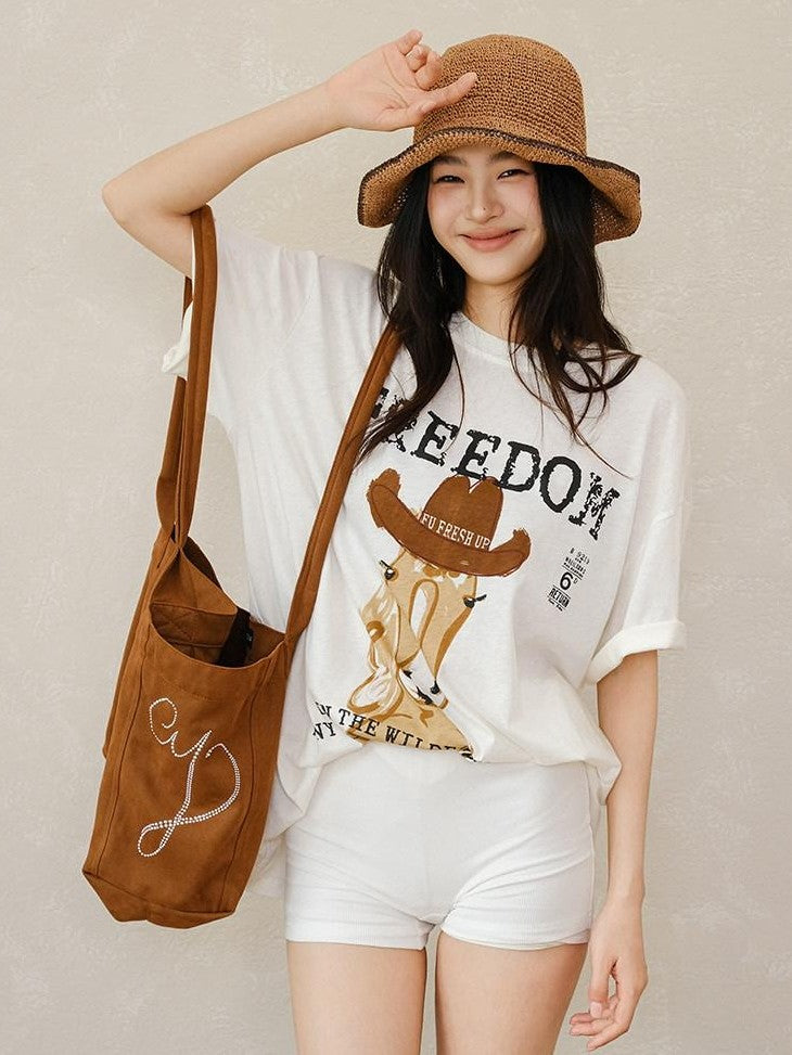 FU FRESH UP Handpainted Western Pony Print Women&